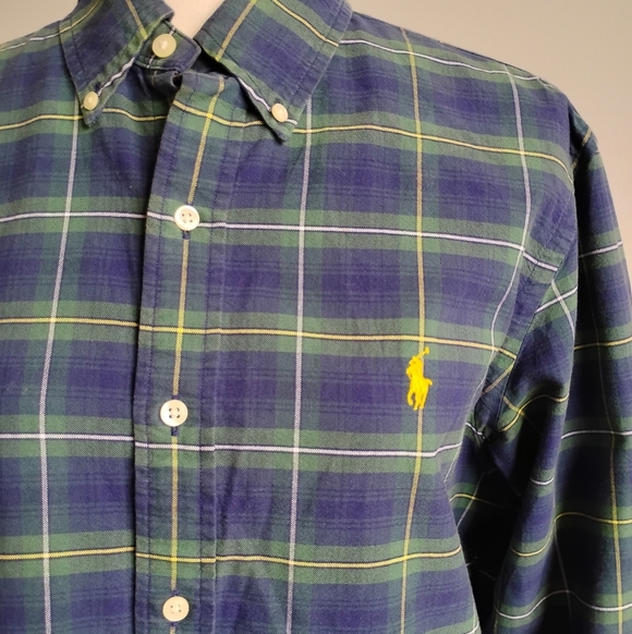 Ralph Lauren Other - Ralph Lauren Oxford Cloth Preppy Button Down Shirt Blue Plaid Classic Size Med